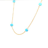 Estate 14K Yellow Gold Turquoise Cube Station Necklace – 17”