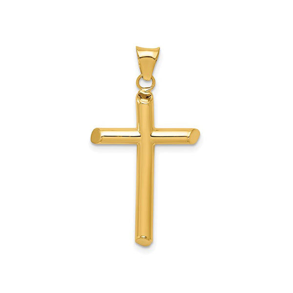 14K Yellow Gold Polished Tube Cross Pendant