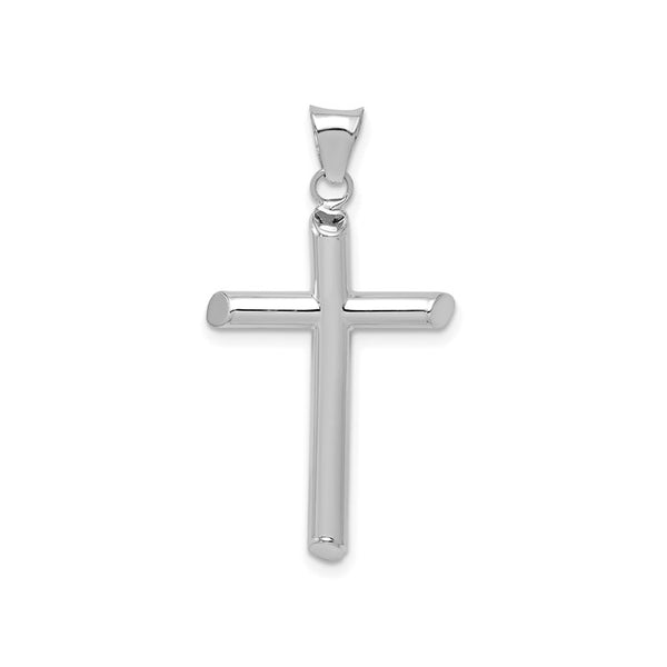 14K White Gold Polished Tube Cross Pendant