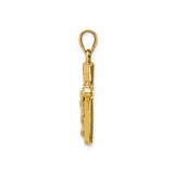 14K Yellow Gold Reversible Puffed Crucifix Pendant