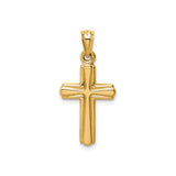 14K Yellow Gold Reversible Puffed Crucifix Pendant