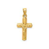 14K Yellow Gold Reversible Puffed Crucifix Pendant