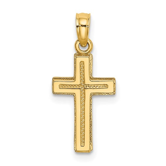 14KY Gold Polished/Textured Cross Pendant