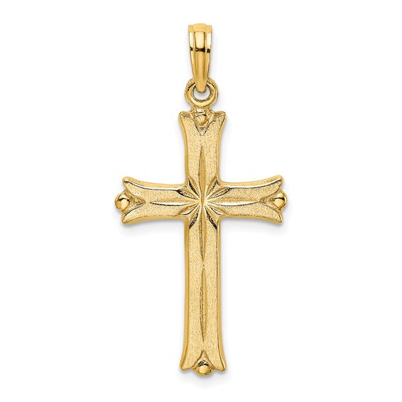 14k Yellow Gold Starburst Cross