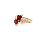 Estate Victorian-Inspired 10K Yellow Gold Garnet Scroll Ring