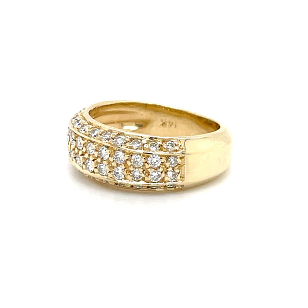 Estate 14K Yellow Gold 4-Row Diamond Band