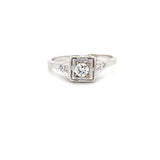 Estate18K WHITE GOLD RING FILIGREE WITH .19CT ROUND BRILLIANT DIAMOND
