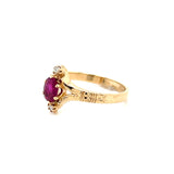 Estate 14K Yellow Gold 1/2ct Oval Ruby Victorian-Style Ring with Diamond Accents