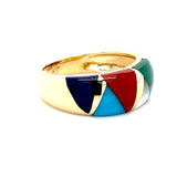 ESTATE 14K YELLOW GOLD FASHION RING WITH MULTI-GEMSTONE INLAY