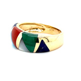 ESTATE 14K YELLOW GOLD FASHION RING WITH MULTI-GEMSTONE INLAY