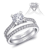 14kw Gold Diamond Accented Head Engagement Ring Semi-Mount