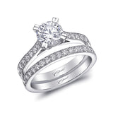 14kw Gold Diamond Accented Head Engagement Ring Semi-Mount