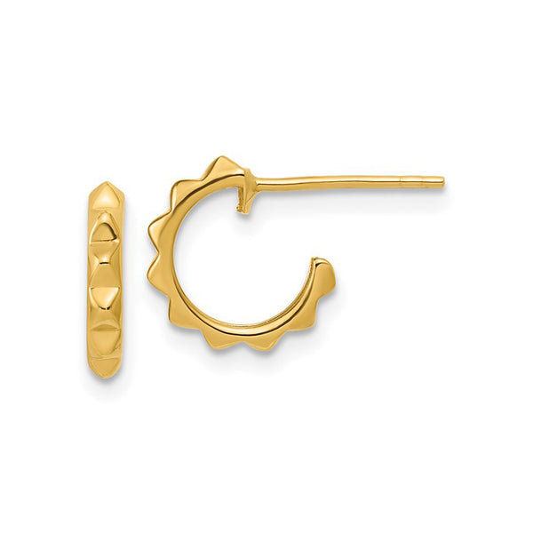 14K Yellow Gold Faceted Geometric C-Hoop Earrings