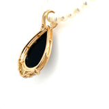 Estate 14K Yellow Gold Black Onyx & Mother of Pearl Enhancer on Freshwater Pearl Strand