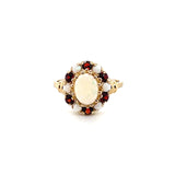 ESTATE 10KY Opal & Garnet Halo Style Ring