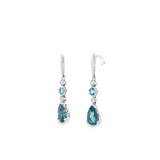 14k White Gold London Blue Topaz and Diamond Drop Earrings