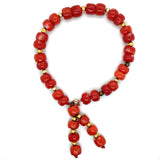 Estate Carved Red Coral Bead Bracelet with Tassel – 7”