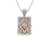 ESTATE 14K WHITE AND ROSE GOLD LOCKET PENDANT ON 18” CHAIN