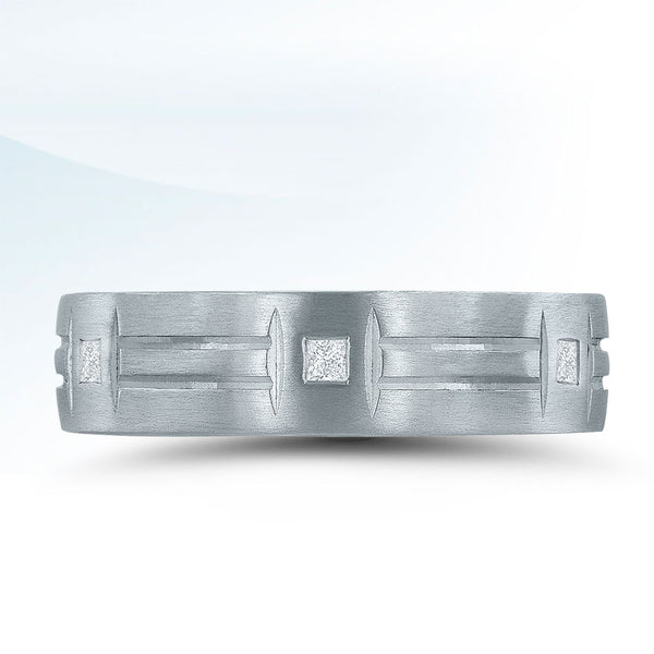 Sterling Silver Diamond Station Band