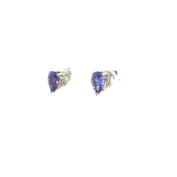 14k White Gold Pear Tanzanite Stud Earrings
