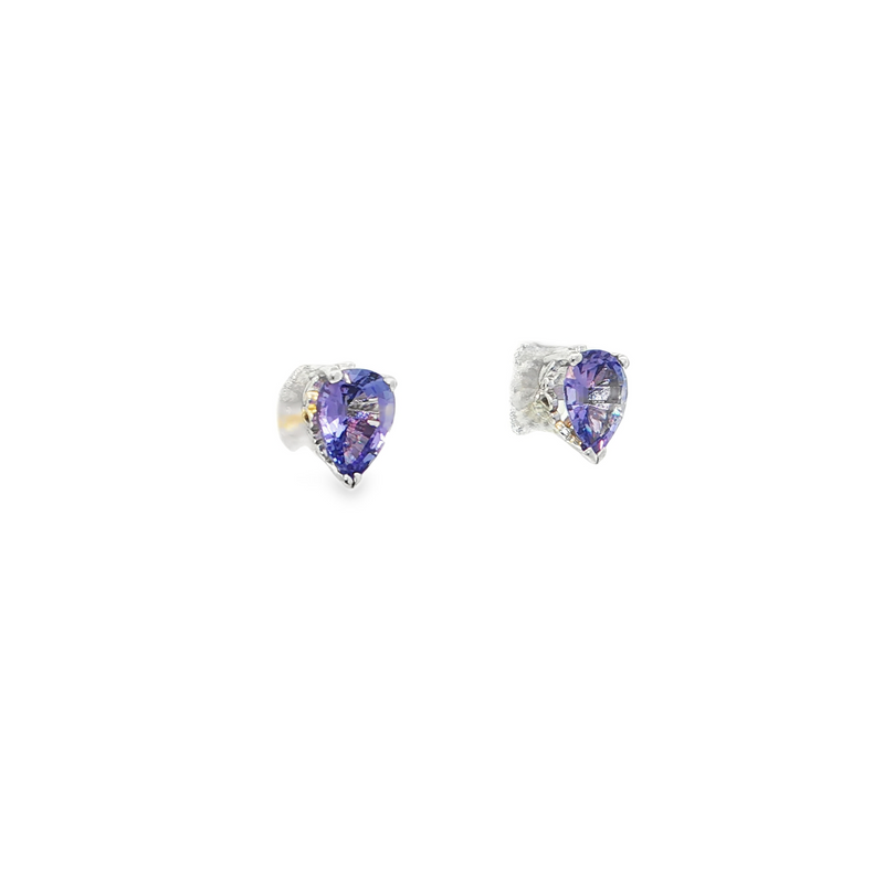 14k White Gold Pear Tanzanite Stud Earrings