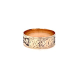 Estate 10K Rose Gold Victorian Cigar Band with Botanical Motif