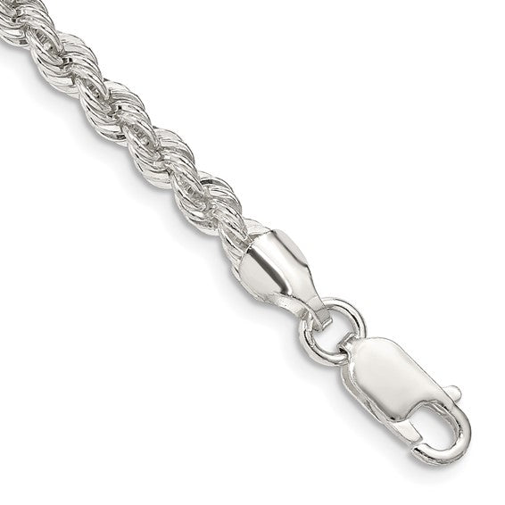Sterling Silver Solid Rope Bracelet – 9 Inch