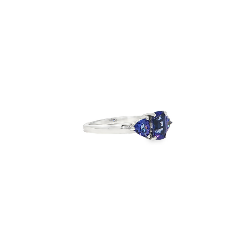 Estate 18k White Gold Cushion Cut Tanzanite Ring