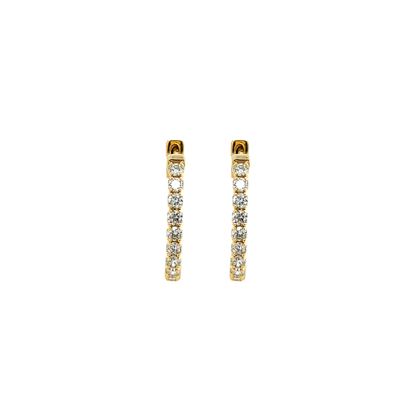 14K Yellow Gold Inside-Out Oval 1.43ctw Diamond Hoop Earrings