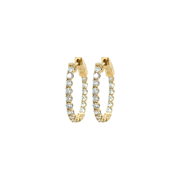 14K Yellow Gold Inside-Out Oval 1.43ctw Diamond Hoop Earrings