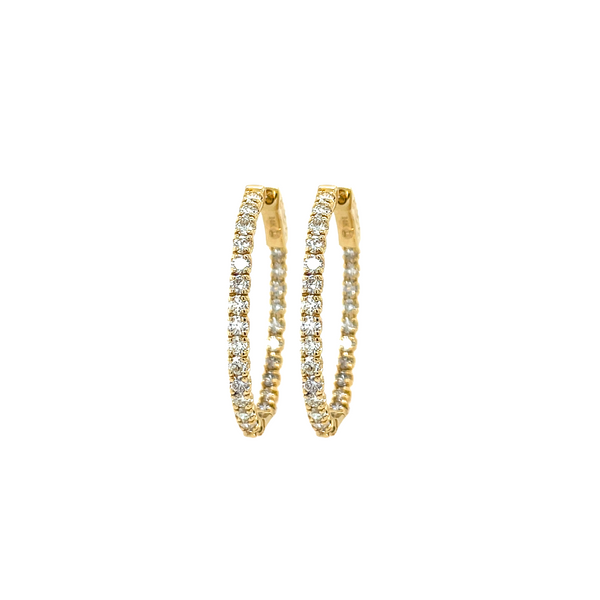 14K Yellow Gold 1.93ctw Diamond Oval Inside-Out Hoop Earrings