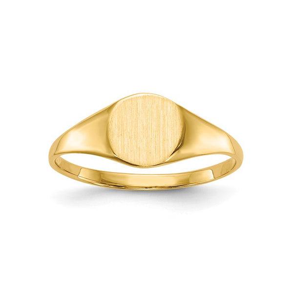 14K Yellow Gold Closed Back Signet Ring with Brushed Finish