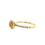 14k Yellow Gold Round Citrine Ring with Diamond Halo