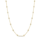 14k Yellow Gold 18 Inch Adjustable Bezel Set Diamond Station Necklace