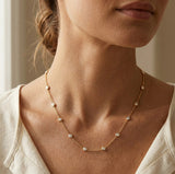 14k Yellow Gold 18 Inch Adjustable Bezel Set Diamond Station Necklace