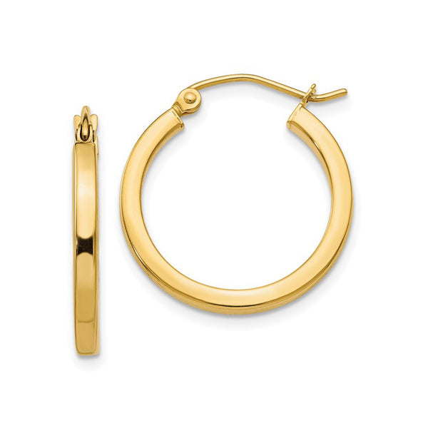 14K Yellow Gold Square Tube Hoop Earrings