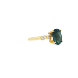 10k Yellow Gold Oval London Blue Topaz and Diamond Accent Ring