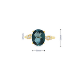 10k Yellow Gold Oval London Blue Topaz and Diamond Accent Ring