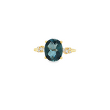 10k Yellow Gold Oval London Blue Topaz and Diamond Accent Ring