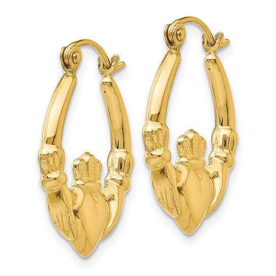 14ky Gold Claddagh Hoop Earrings