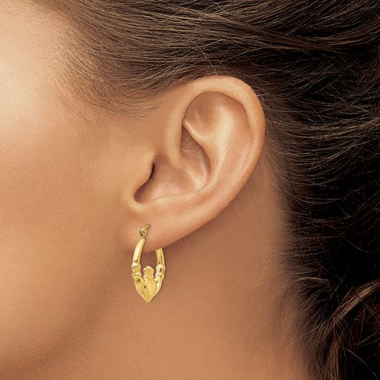 14ky Gold Claddagh Hoop Earrings