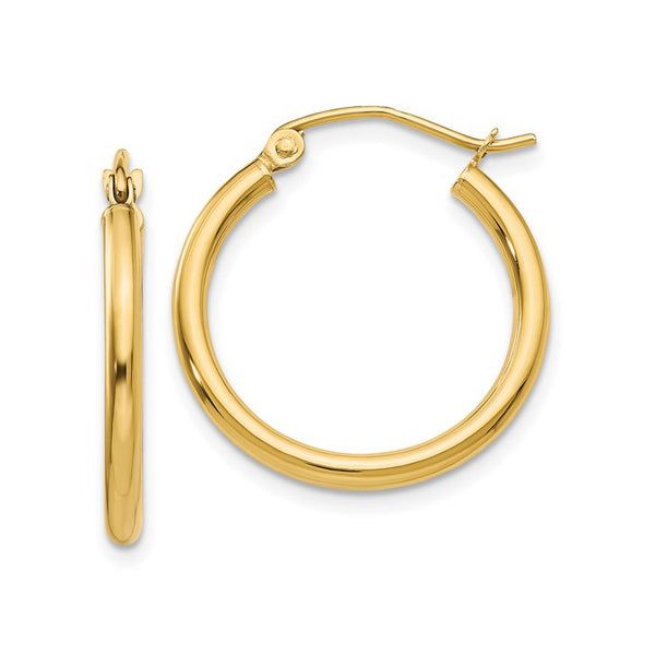 14K Yellow Gold Lightweight Tube Hoop Earrings