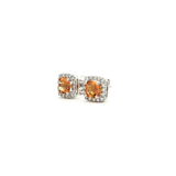 14k White Gold Cushion Citrine and Diamond Halo Earrings