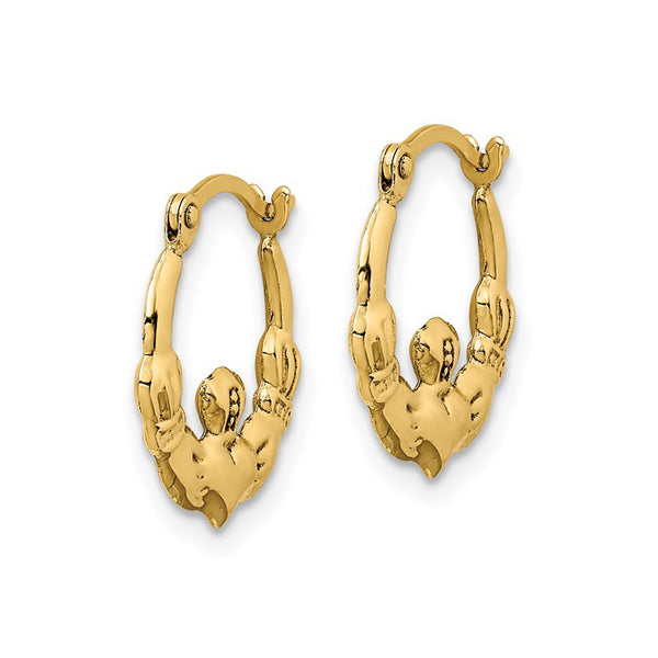 14ky Gold Claddagh Hoop Earrings