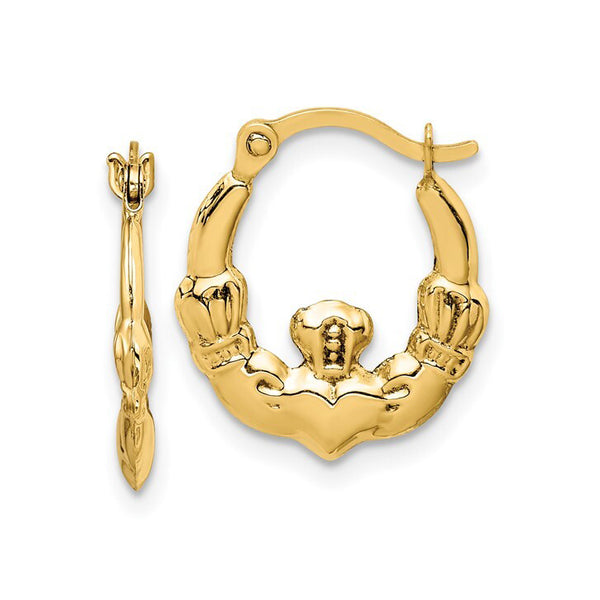 14ky Gold Claddagh Hoop Earrings