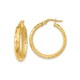 14K Yellow Gold Diamond Cut Hoop Earrings