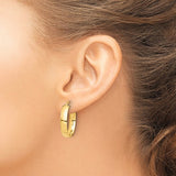 14K Yellow Gold High Polish Round Hoop Earrings