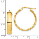 14K Yellow Gold High Polish Round Hoop Earrings