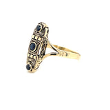 Estate 14K Yellow Gold Victorian-Style Ring with Blue Sapphires