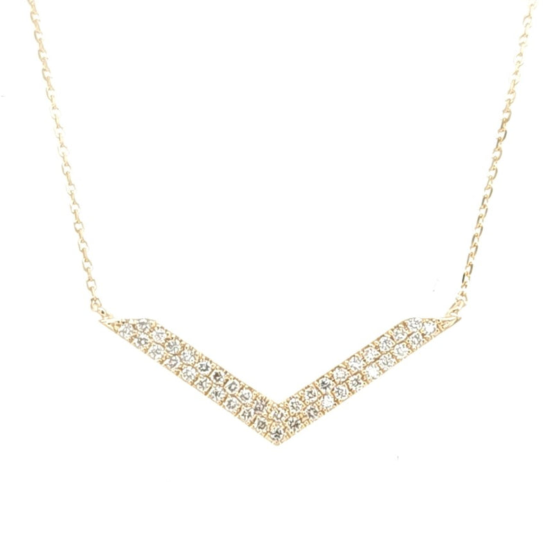 14ky Gold Chevron Shaped Diamond Necklace